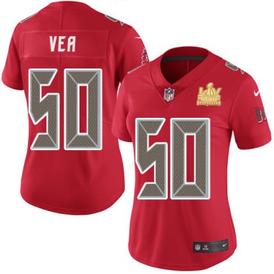 Nike Tampa Bay Buccaneers #50 Vita Vea Red Women's Super Bowl LV Champions Patch Stitched NFL Limited Rush Jersey